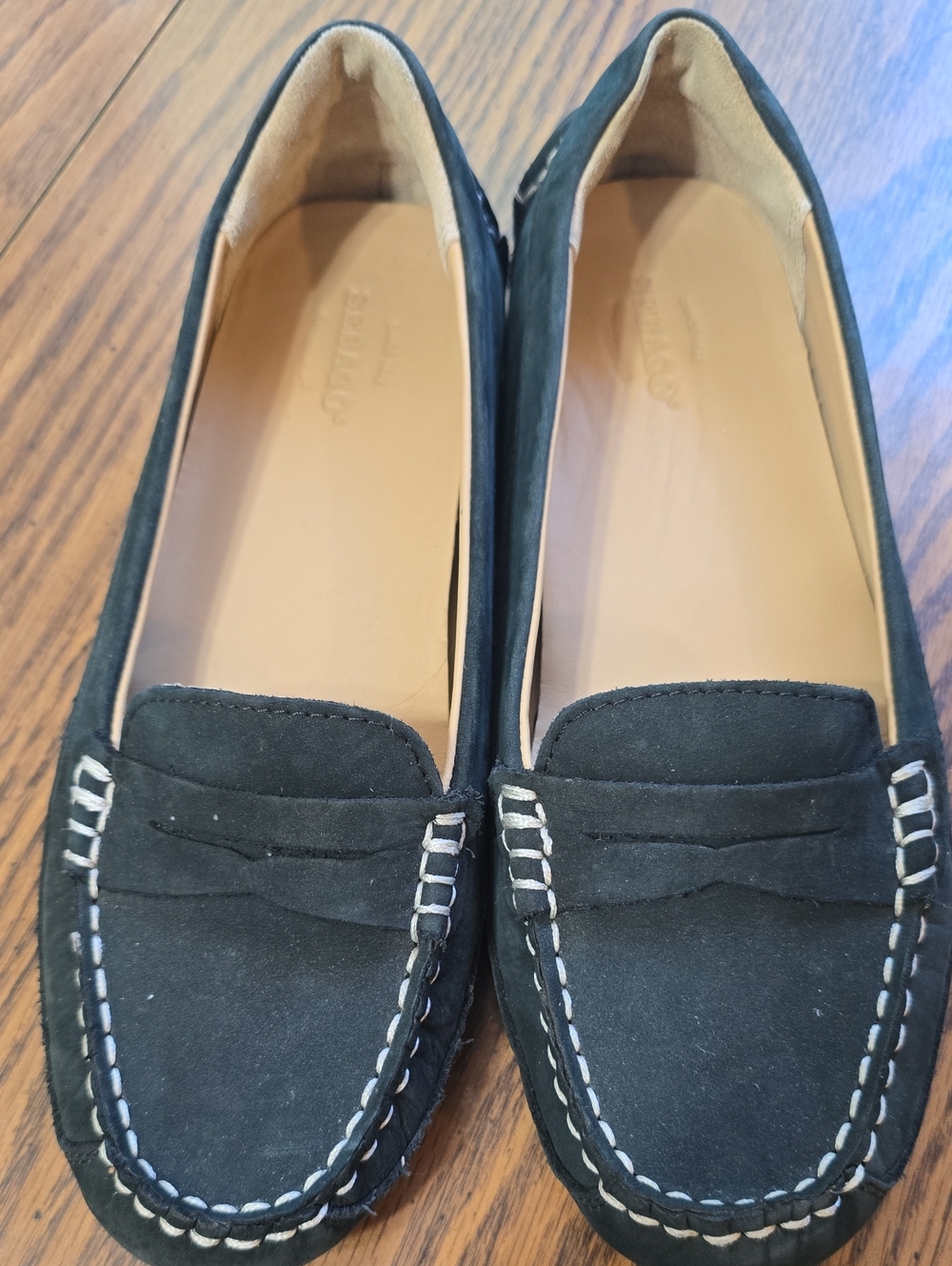 SebagoWomens  Black Suede Moccasin Loafers
